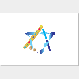 Hanukkah Menorah Star of David Posters and Art